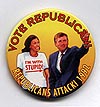 Button 158: Marilyn & Dan Quayle (she's wearing "I'm with Stupid" tee shirt) # 1 of 4