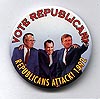 Button 159: George H. Bush, Richard Nixon, Dan Quayle arm-in-arm. #  2 of 4