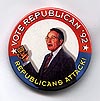 Button 161: George H. Bush holding "Republicans Attack!" card set. (1992) #  4 of 4