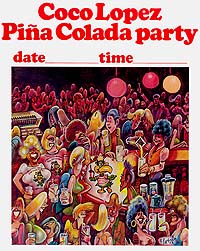 Harvey Kurtzman Coco Lopez Pina Colada party crowd scene poster (1975)