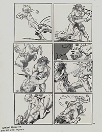 Frank Stack Original Art: Amazons Battle Scene (1972)