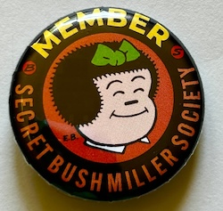 Button 306:  Member Secret Bushmiller Society Smirking Nancy