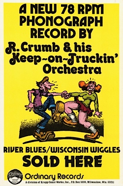 R. Crumb Ordinary Record Promo Poster 1972 (Wisconsin Wiggles / River Blues)