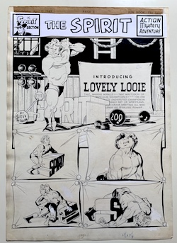 Will Eisner Original Spirit Art: Lovely Looie Splash Page (1949)