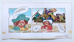 Howard Cruse Art: COLOR Revolutionary War illustration “Nervis Crossing the Delaware"